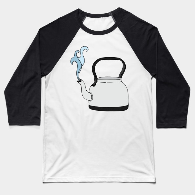 Steaming Tea Kettle Baseball T-Shirt by murialbezanson